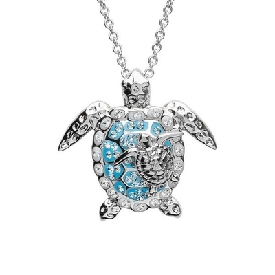 Bijoux pendants de collier de Sterling Silver Blue Sea Turtle pour la tortue Earings animal de dames de femmes