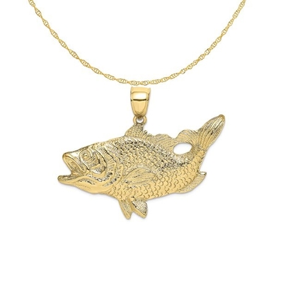 l'or 10K jaune a poli le charme pendant gravé de dauphins avec le collier léger de chaîne de corde de l'or 14K jaune