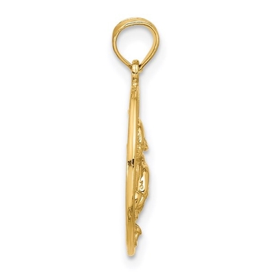 Carat en collier léger ouvert de chaîne de corde d'or jaune de Bass Fish Pendant Charm With 14K de bouche d'or jaune des carats 10K