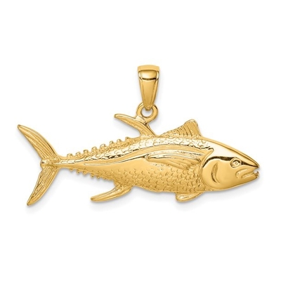 l'or 10K jaune a poli le charme pendant gravé de dauphins avec le collier léger de chaîne de corde de l'or 14K jaune