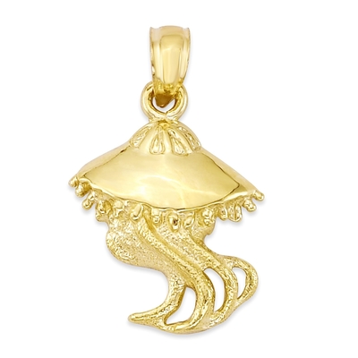 pendant de méduses de l'or 14k pour le collier, bijoux animaux d'esprit, cadeaux de vie marine pour elle avec la chaîne de 20 pouces