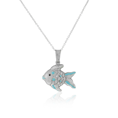 925 collier pendant de charme de dauphin d'émail de Sterling Silver 3D