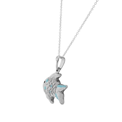 925 collier pendant de charme de dauphin d'émail de Sterling Silver 3D