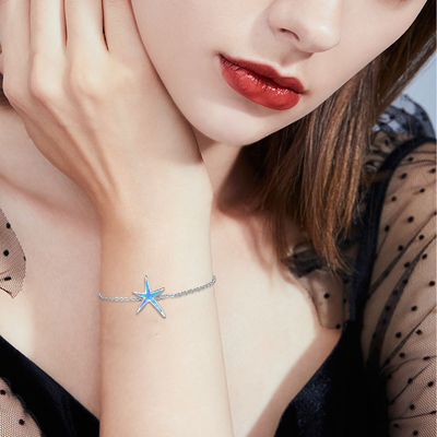 925 femmes de Marine Life Charm Anklet For de plage de Sterling Silver Bracelet Nautical Starfish lient le bracelet de cheville