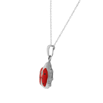 925 collier pendant d'émail de Sterling Silver 3D de charme rouge de coccinelle