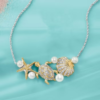 collier pendant de vie marine de l'or 14kt jaune pour des femmes comme cadeau