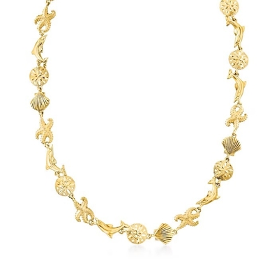 collier pendant de vie marine de l'or 14kt jaune pour des femmes comme cadeau