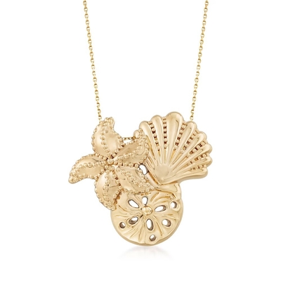 collier pendant de vie marine de l'or 14kt jaune pour des femmes comme cadeau