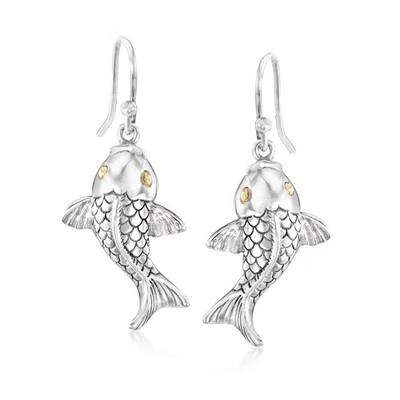 les cercles d'oreille de boucles d'oreille de cercle de dauphin de l'or 14k jaune ont placé les bijoux fins de vie marine animale pour des cadeaux de femmes pour elle