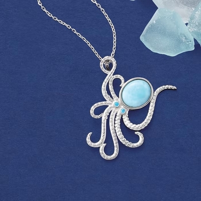 Collier pendant de la CZ de lien de trombone de vie marine de bijoux de Hawai en Sterling Silver