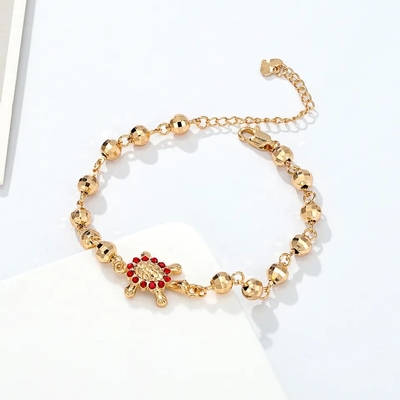 L'or a plaqué le laser multicolore marqueté de Zircon a perlé le bracelet de charme de tortue pour des enfants
