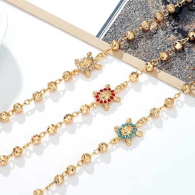 L'or a plaqué le laser multicolore marqueté de Zircon a perlé le bracelet de charme de tortue pour des enfants