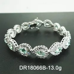 Bracelet à spinelle de tennis de larme de Sterling Silver Pear Cut Green des bijoux 925 de la CZ