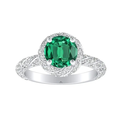 Vert d'eau douce naturel plaqué Emerald Vintage Engagement Ring In Sterling Silver de perle de coupe ronde