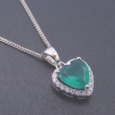Les bijoux chauds de Zircon de Sterling Silver Heart Shaped Green de la vente 925 placent pour le cadeau de femme de mode