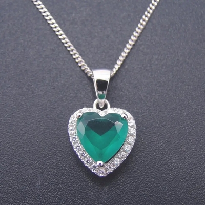 Les bijoux chauds de Zircon de Sterling Silver Heart Shaped Green de la vente 925 placent pour le cadeau de femme de mode