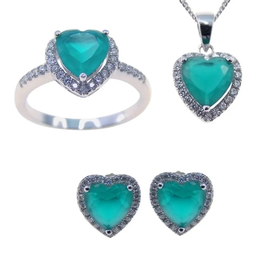 Les bijoux chauds de Zircon de Sterling Silver Heart Shaped Green de la vente 925 placent pour le cadeau de femme de mode