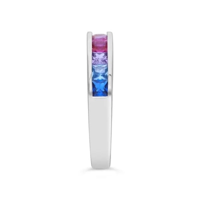 La baguette de Sterling Silver Rainbow CZ de la vente en gros 925 lapide des bijoux de partie de Ring Multicolor Zircon Ring For