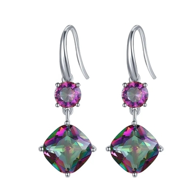 Bague de fiançailles mystique de Topaz Mystic Topaz Birthstone Month de nouvel arc-en-ciel de 925 Sterling Silver CZ