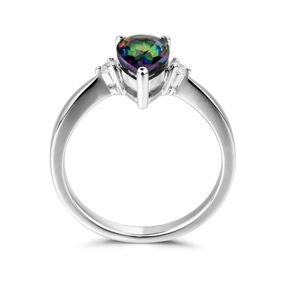 Bague de fiançailles mystique de Topaz Mystic Topaz Birthstone Month de nouvel arc-en-ciel de 925 Sterling Silver CZ
