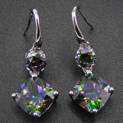 Vente en gros 925 Sterling Silver Trillion Cut Mystic Topaz Tennnis Bracelet