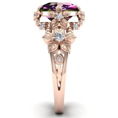 14K Sterling Silver Vintage Art Round plaqué par or a coupé Topaz Gemstone Engagement Rings blanc mystique