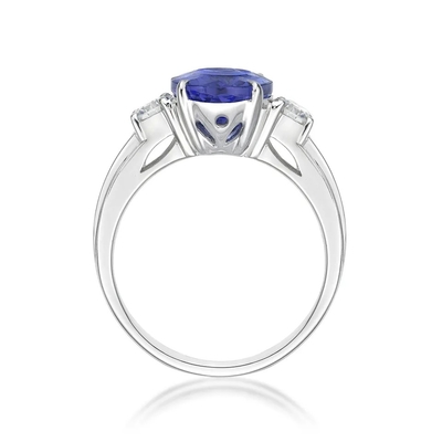 L'ovale de 925 Sterling Silver Wholesale Tanzanite Ring a coupé la bague de fiançailles de mariage de Tanzanite de pierre bleue