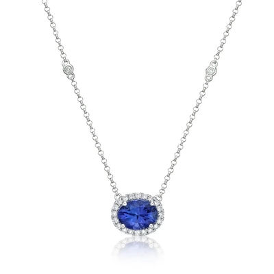 Collier en pierre de bijoux de Tanzanite de collier de pierre porte-bonheur de décembre de bijoux de 925 Sterling Silver Blue Tanzanite CZ