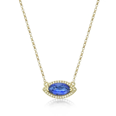 Collier en pierre de bijoux de Tanzanite de collier de pierre porte-bonheur de décembre de bijoux de 925 Sterling Silver Blue Tanzanite CZ
