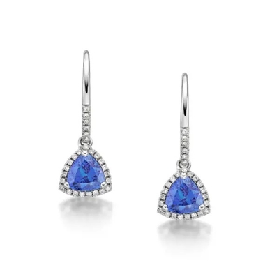 Épousant des bijoux, rhodium bleu d'argent de la pierre 925 de couleur de Tanzanite de longue boucle d'oreille plaqué