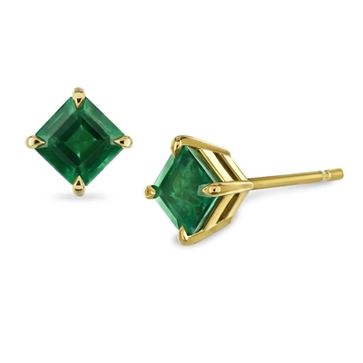 Boucles d'oreille de goujon de simplicité d'Emerald Earrings Dainty Fine Jewelries développées par laboratoire à la mode direct de bijoux d'usine pour des femmes