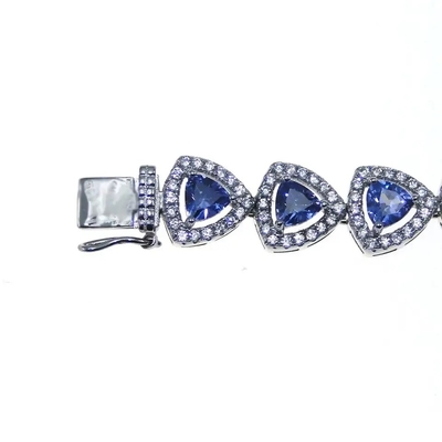 Bracelet de tennis de Sterling Silver Trillion Cut Tanzanite des bijoux 925 de mode