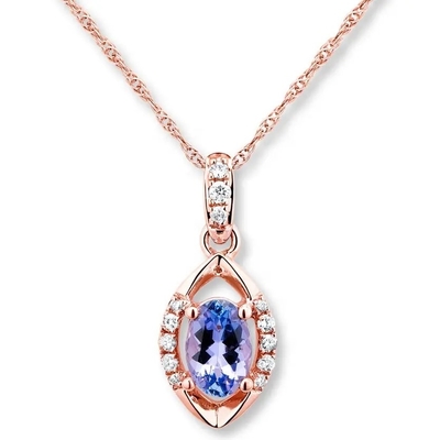 En gros pendant ovale de Tanzanite de coupe de 925 Sterling Silver Rose Gold Plated