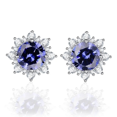 l'ovale de halo de la CZ de bijoux de l'or 14K jaune a coupé les boucles d'oreille classiques de Tanzanite de goujon des femmes vertes de la meilleure qualité de boucles d'oreille