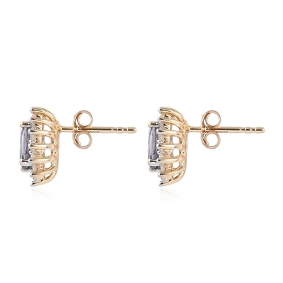 Boucles d'oreille de goujon de bijoux de Noël de Sterling Silver Created Tanzanite CZ du solide 925 pour des femmes