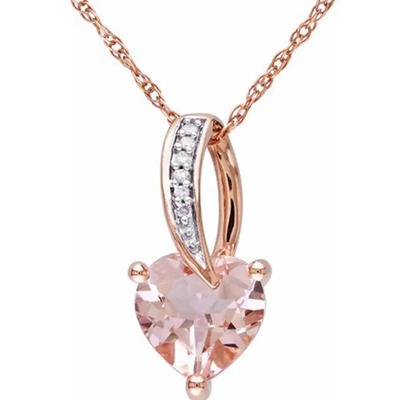 Nouveau cadeau de femmes de Rose Gold Plated Morganite Stones de conception épousant le collier pendant
