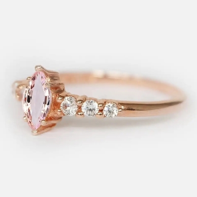 Bague de fiançailles en gros de Ring Round Cut Pink Morganite de Morganite de Sterling Silver Jewelry Rose Gold de l'usine 925