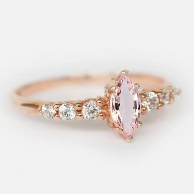 Bague de fiançailles en gros de Ring Round Cut Pink Morganite de Morganite de Sterling Silver Jewelry Rose Gold de l'usine 925