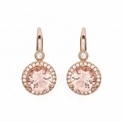 925 boucles d'oreille de goujon de fleur de Morganite de Sterling Silver Rose Gold Plated