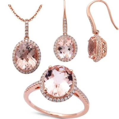 925 boucles d'oreille de goujon de fleur de Morganite de Sterling Silver Rose Gold Plated