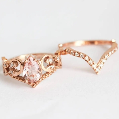 Les anneaux reconnaissants du cru S925 Rose Gold Antique Cz Engagement promettent le cadeau d'anniversaire