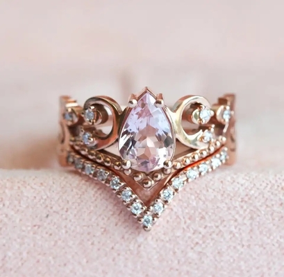 Les anneaux reconnaissants du cru S925 Rose Gold Antique Cz Engagement promettent le cadeau d'anniversaire