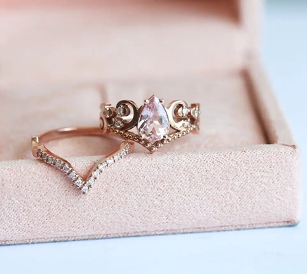 Les anneaux reconnaissants du cru S925 Rose Gold Antique Cz Engagement promettent le cadeau d'anniversaire