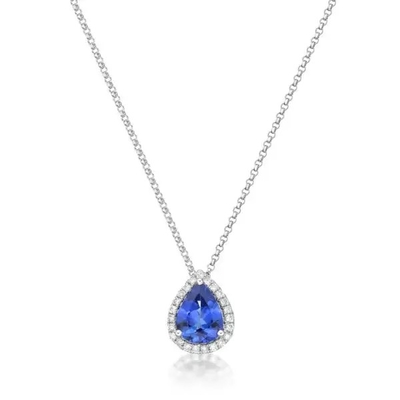 La conception simple de collier de 925 Sterling Silver Elegant Sapphire CZ préfèrent pour le cadeau de femmes