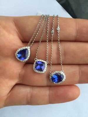 La conception simple de collier de 925 Sterling Silver Elegant Sapphire CZ préfèrent pour le cadeau de femmes