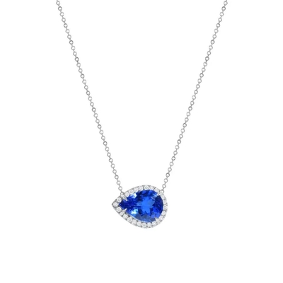 La conception simple de collier de 925 Sterling Silver Elegant Sapphire CZ préfèrent pour le cadeau de femmes