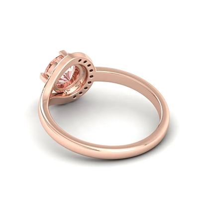 L'or S925 jaune a plaqué le halo rose en forme de poire naturel CZ de boucles d'oreille de Tourmaline