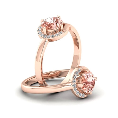 L'or S925 jaune a plaqué le halo rose en forme de poire naturel CZ de boucles d'oreille de Tourmaline
