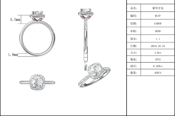 La place a coupé l'or nuptiale de diamant de place de Moissanite de femmes avec l'anneau l'épousant romantique argenté