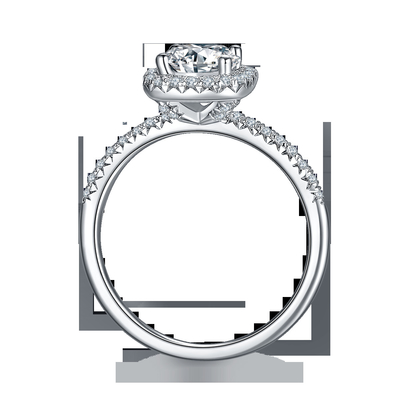 La place a coupé l'or nuptiale de diamant de place de Moissanite de femmes avec l'anneau l'épousant romantique argenté